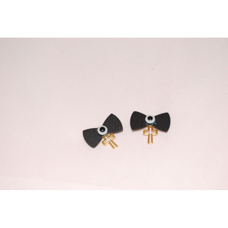 Μαρτυρικό παπιγιόν μαύρο ξύλινο με παραμάνα πίσω