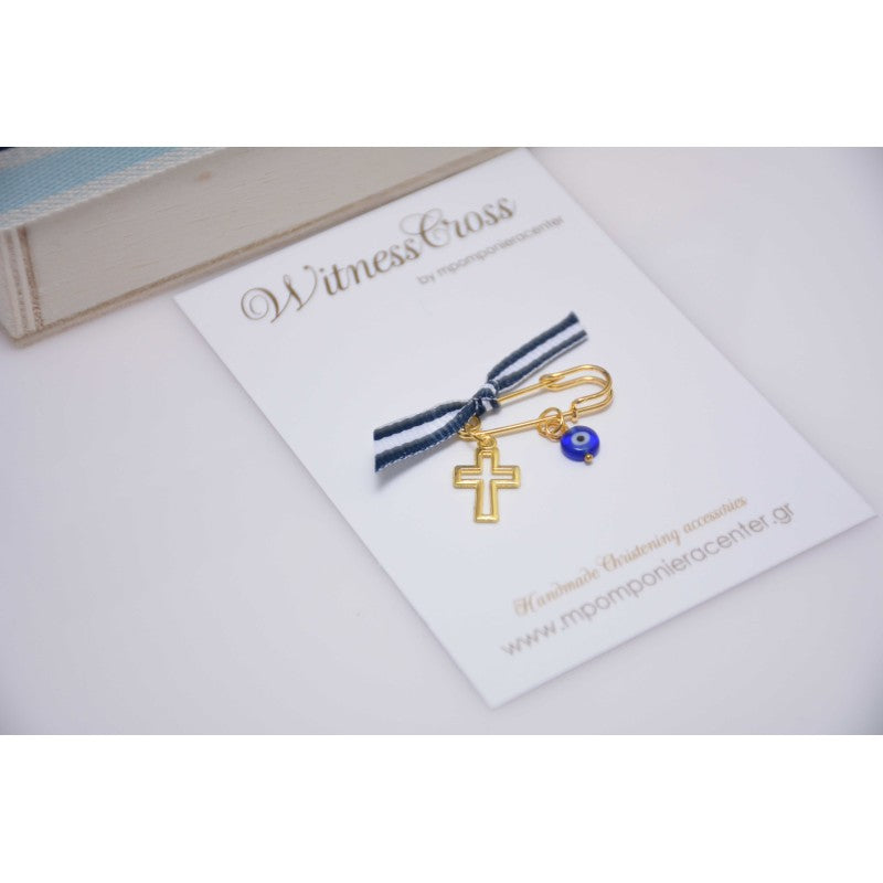 Μαρτυρικό παραμάνα χρυσό με ματάκι ιδιαίτερο & χρυσό σταυρό.