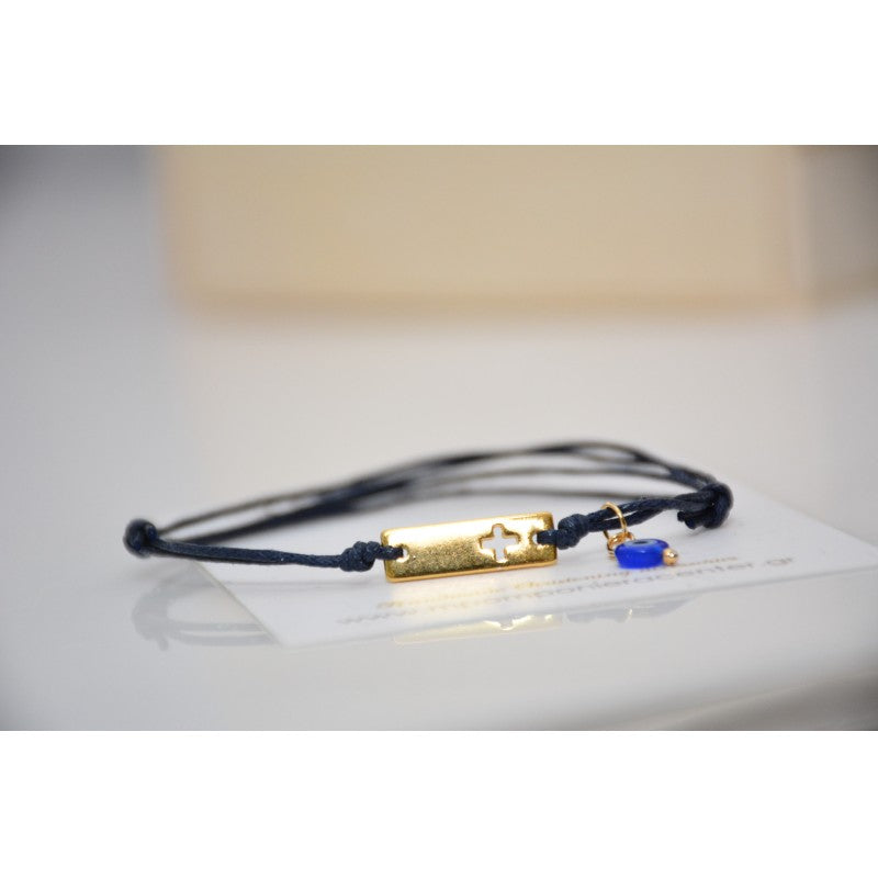 Μαρτυρικό ταυτότητα με σταυρό χρυσό και ματάκι ιδιαίτερο πλακέ