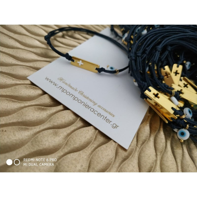 Μαρτυρικό ταυτότητα με σταυρό χρυσό και ματάκι ιδιαίτερο πλακέ