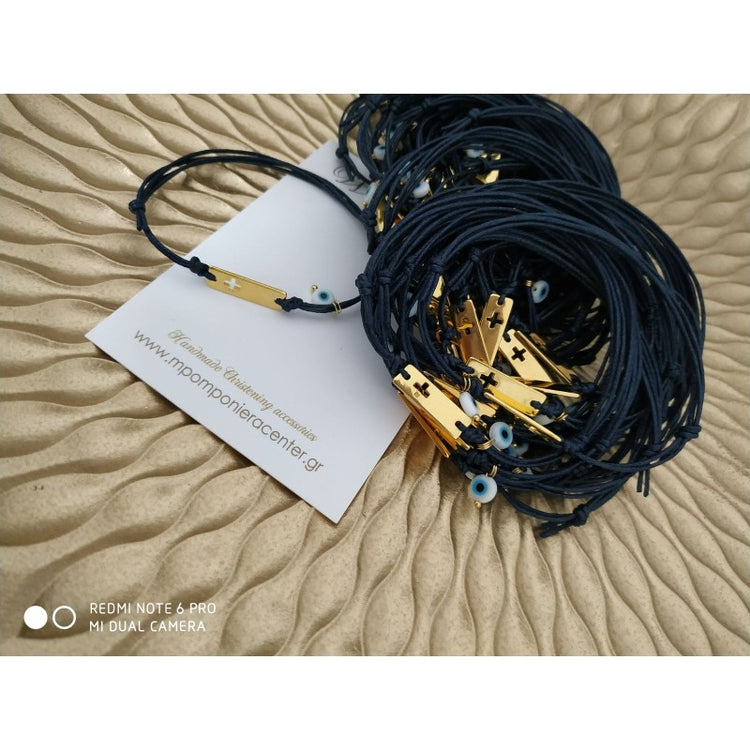 Μαρτυρικό ταυτότητα με σταυρό χρυσό και ματάκι ιδιαίτερο πλακέ