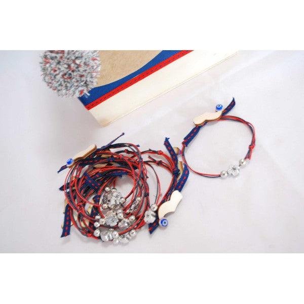 Μαρτυρικό βραχιόλι τσαρούχι με σταυρό & μεταλλικά στοιχεία χάντρες