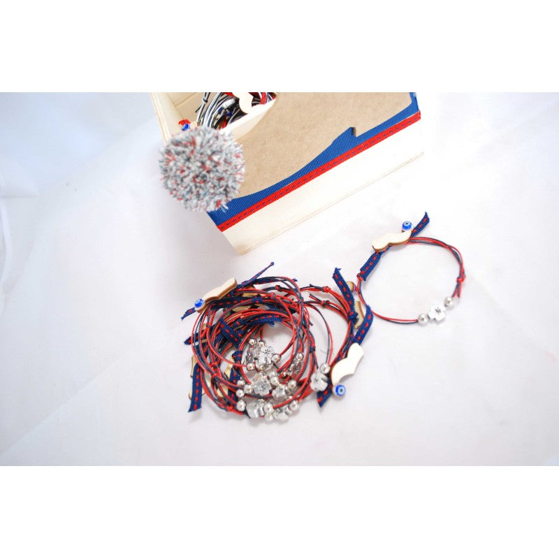 Μαρτυρικό βραχιόλι τσαρούχι με σταυρό & μεταλλικά στοιχεία χάντρες