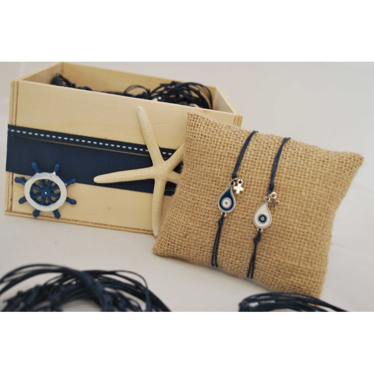 Μαρτυρικό μάτι σταγόνα σε βραχιόλι με ιδιαίτερο σταυρό, blue navy