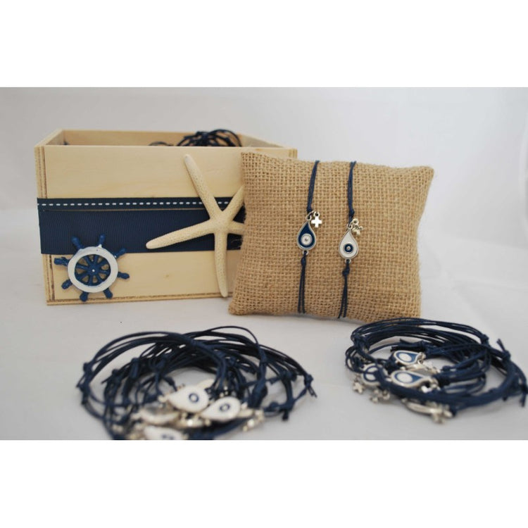 Μαρτυρικό μάτι σταγόνα σε βραχιόλι με ιδιαίτερο σταυρό, blue navy