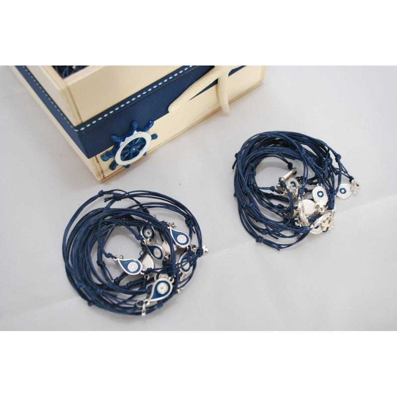 Μαρτυρικό μάτι σταγόνα σε βραχιόλι με ιδιαίτερο σταυρό, blue navy