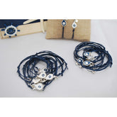 Μαρτυρικό μάτι σταγόνα σε βραχιόλι με ιδιαίτερο σταυρό, blue navy