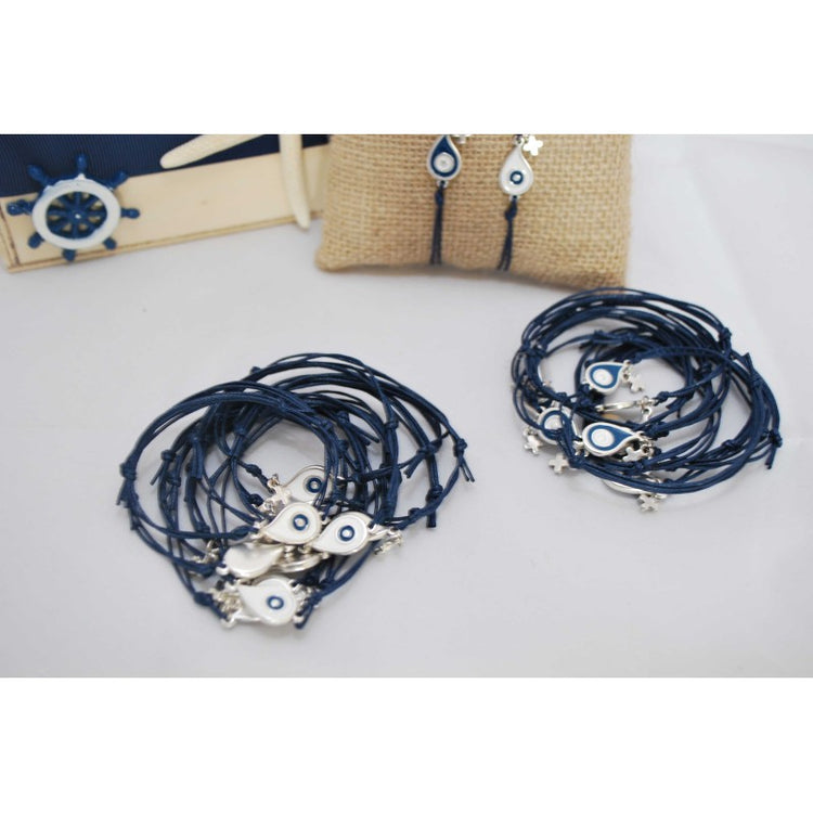 Μαρτυρικό μάτι σταγόνα σε βραχιόλι με ιδιαίτερο σταυρό, blue navy