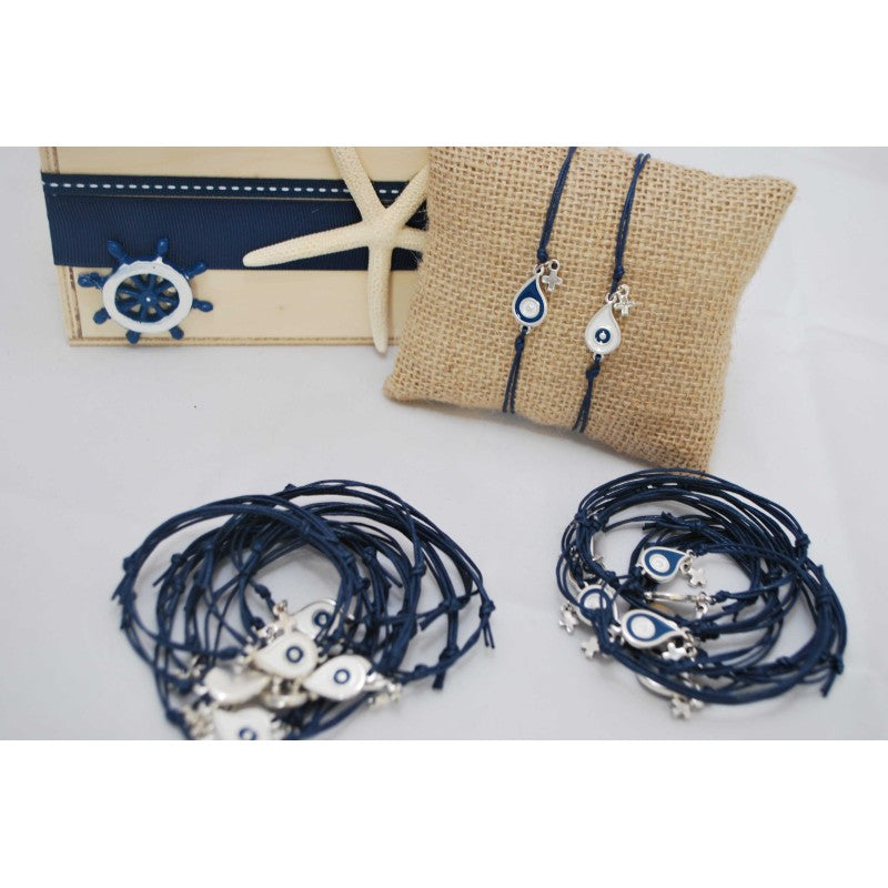 Μαρτυρικό μάτι σταγόνα σε βραχιόλι με ιδιαίτερο σταυρό, blue navy