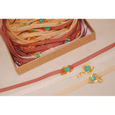 Μαρτυρικό βραχιόλι  με ματάκι & σταυρό μεταλλικό σε μπεζ της άμμου & βεραμάν αποχρώσεις