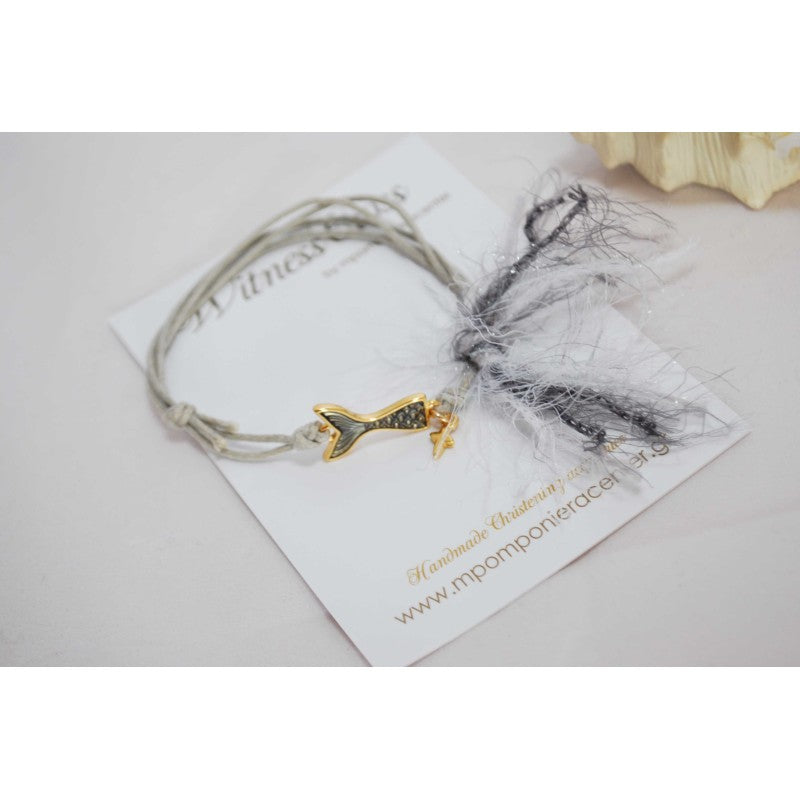 Μαρτυρικό βραχιόλι με ουρά γοργόνα με σμάλτο, εξαιρετικό σχέδιο με φούντα fluffy