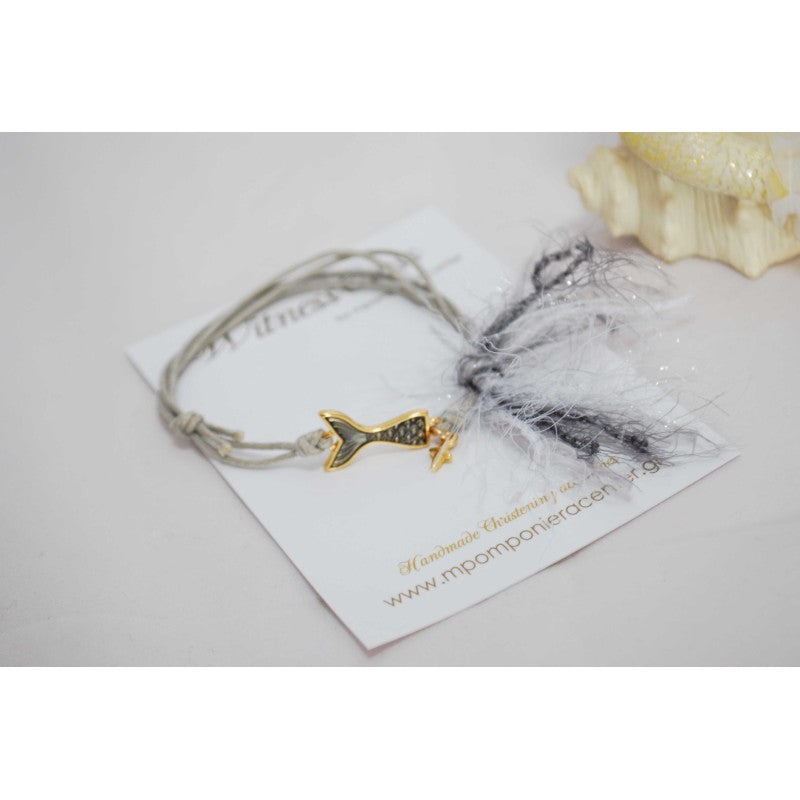 Μαρτυρικό βραχιόλι με ουρά γοργόνα με σμάλτο, εξαιρετικό σχέδιο με φούντα fluffy