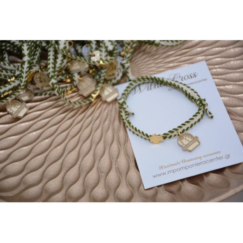 
Μαρτυρικό βραχιόλι με θέμα κάκτος σε πλέξι γκλάς, κορδόνι δίχρωμο και σταυρό μικρό ιδιαίτερο
