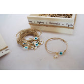 Μαρτυρικό βραχιόλι πολύ ιδιαίτερο με φίλντισι μάτι και σταυρό ημιπολύτιμο