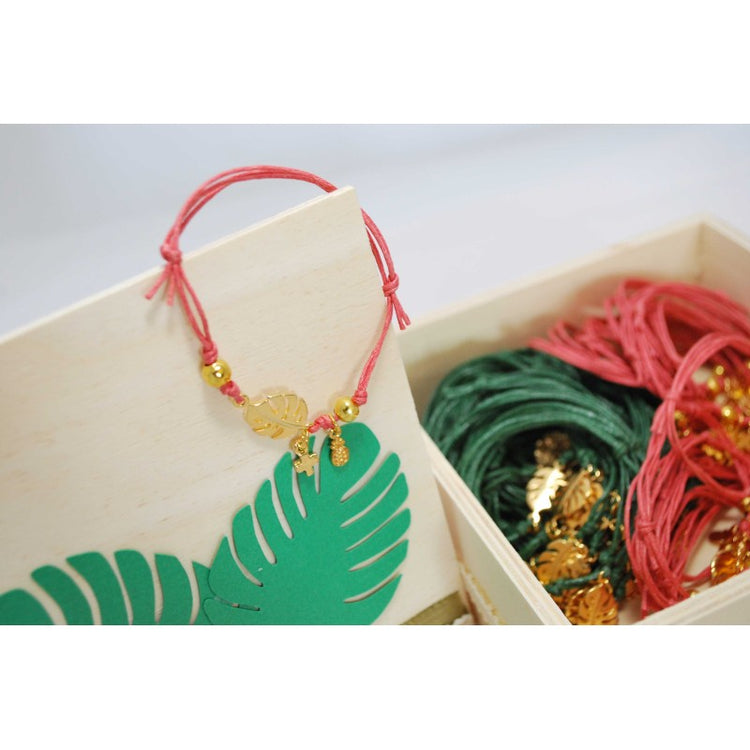 Μαρτυρικό βραχιόλι φύλλο μονστέρα,  ανανάς-εξωτικό ιδανικό για θέμα σαφάρι με ιδιαίτερο σταυρό