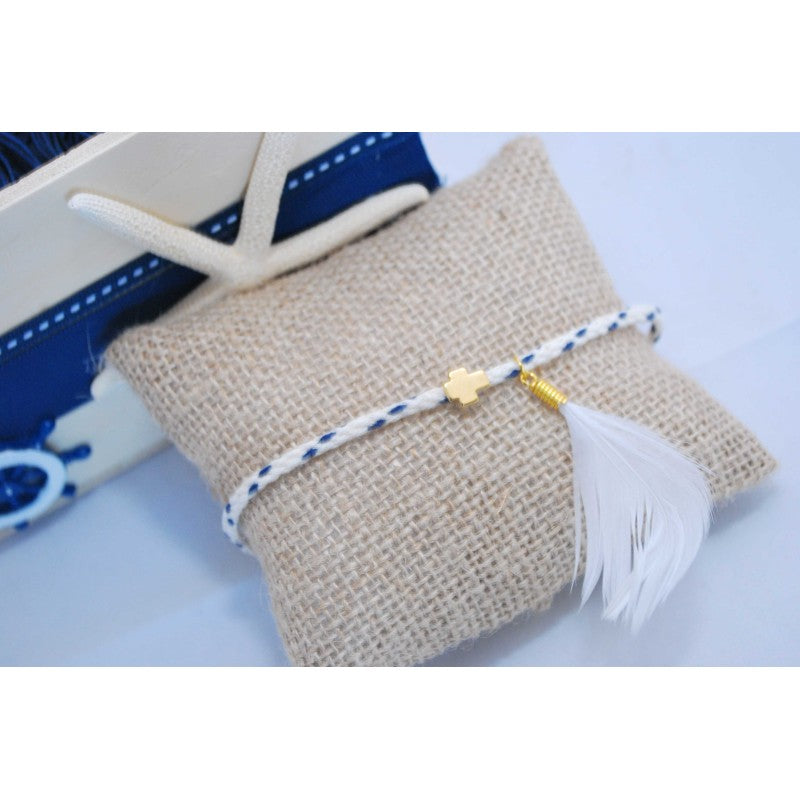 Μαρτυρικό βραχιόλι indian με ιδιαίτερο σταυρό και φτερό κρεμαστό