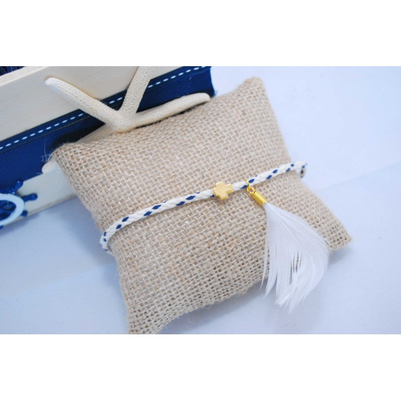 Μαρτυρικό βραχιόλι indian με ιδιαίτερο σταυρό και φτερό κρεμαστό