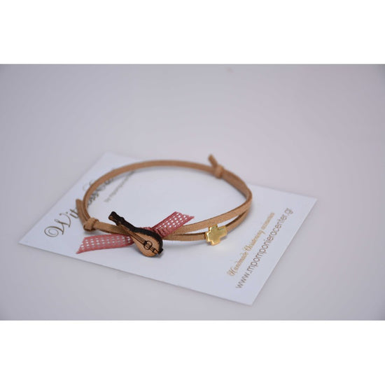 Μαρτυρικό βραχιόλι σουέντ με σταυρό και κρητική λύρα