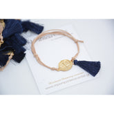 Μαρτυρικό βραχιόλι ΑγιοΚωνσταντινάτο με φουντίτσα σκούρο μπλε στο πλάι