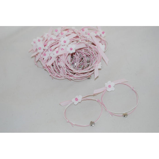 Μαρτυρικό μαργαρίτα πλεκτή vintage & σταυρό ασημί - κορδόνι ροζ, λευκό δίχρωμο