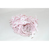 Μαρτυρικό μαργαρίτα πλεκτή vintage & σταυρό ασημί - κορδόνι ροζ, λευκό δίχρωμο