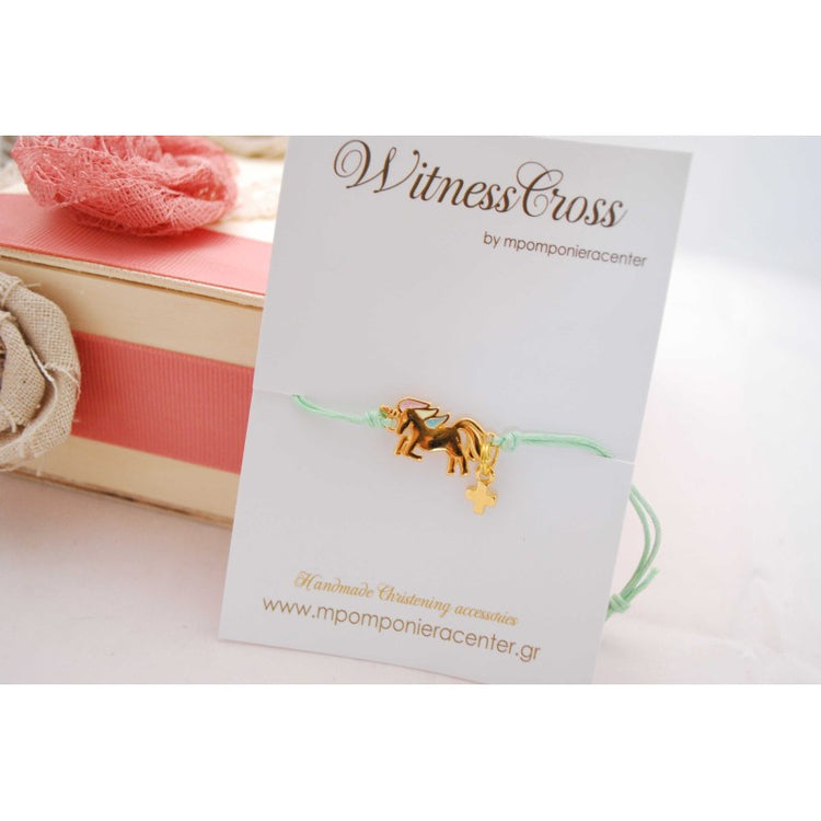 Μαρτυρικό βραχιόλι μονόκερος - unicorn  με βεραμάν κορδόνι