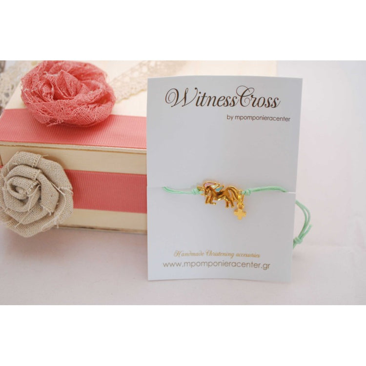 Μαρτυρικό βραχιόλι μονόκερος - unicorn  με βεραμάν κορδόνι