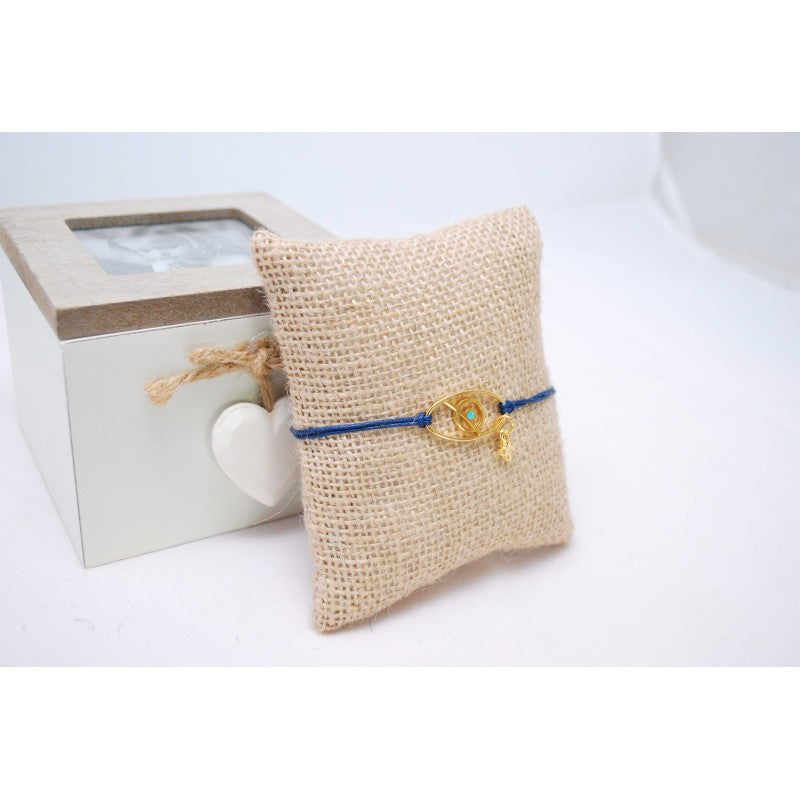 Μαρτυρικό βραχιόλι με μεταλλικό ιδιαίτερο μάτι & σταυρό