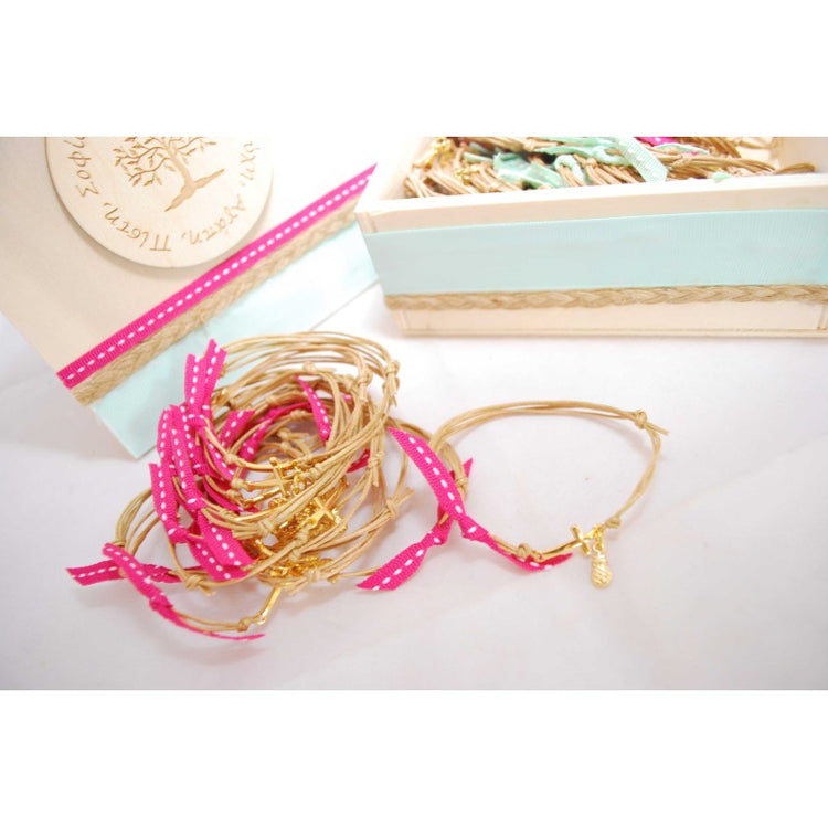 Μαρτυρικό βραχιόλι βεραμάν-φούξια με σταυρό χρυσό 