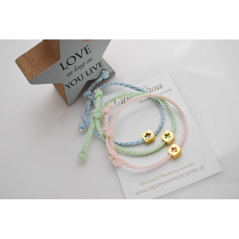 Μαρτυρικό βραχιόλι με ιδιαίτερο περαστό σταυρό σε τρείς αποχρώσεις