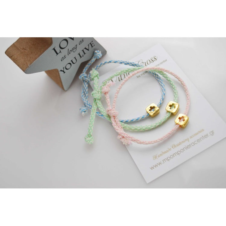 Μαρτυρικό βραχιόλι με ιδιαίτερο περαστό σταυρό σε τρείς αποχρώσεις