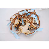 Μαρτυρικό βραχιόλι με ξύλινο αεροπλανάκι , ματάκι και σταυρό μεταλλικό