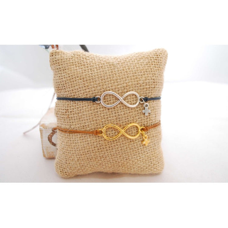 Μαρτυρικό βραχιόλι με μεταλλικό στοιχείο το άπειρο και σταυρό ιδιαίτερο στο πλάι