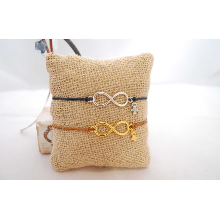 Μαρτυρικό βραχιόλι με μεταλλικό στοιχείο το άπειρο και σταυρό ιδιαίτερο στο πλάι