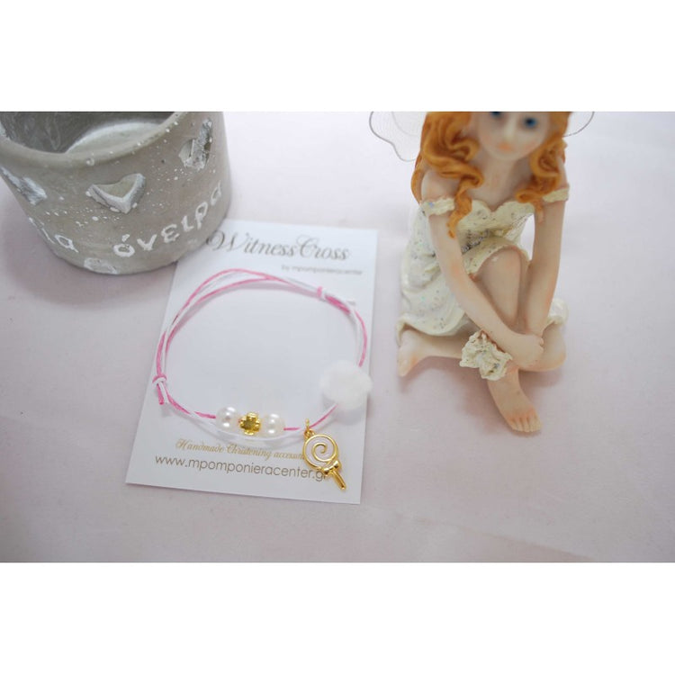 Μαρτυρικό βραχιόλι με γλειφιτζούρι σε ροζ παλ αποχρώσεις