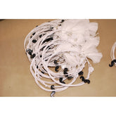 Μαρτυρικό βραχιόλι με μουστάκι σε μαύρο, λευκό σταυρό, λευκό κορδόνι & φούντα λευκή