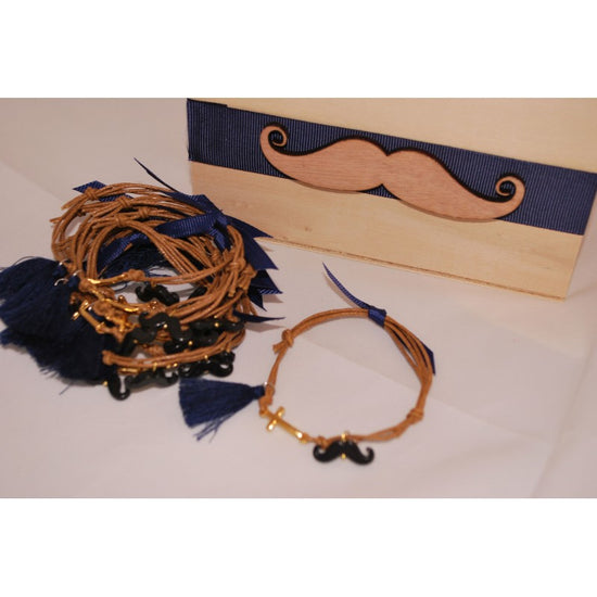 Μαρτυρικό βραχιόλι με μουστάκι σε μαύρο, μπλέ σκούρα φούντα