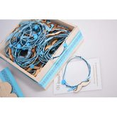 Μαρτυρικό βραχιόλι μουστάκι ξύλινο σε σιέλ-μπλέ σκούρο