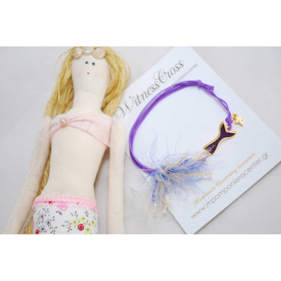 Μαρτυρικό βραχιόλι με ουρά γοργόνα με σμάλτο, εξαιρετικό σχέδιο με γουνίτσα κορδέλα