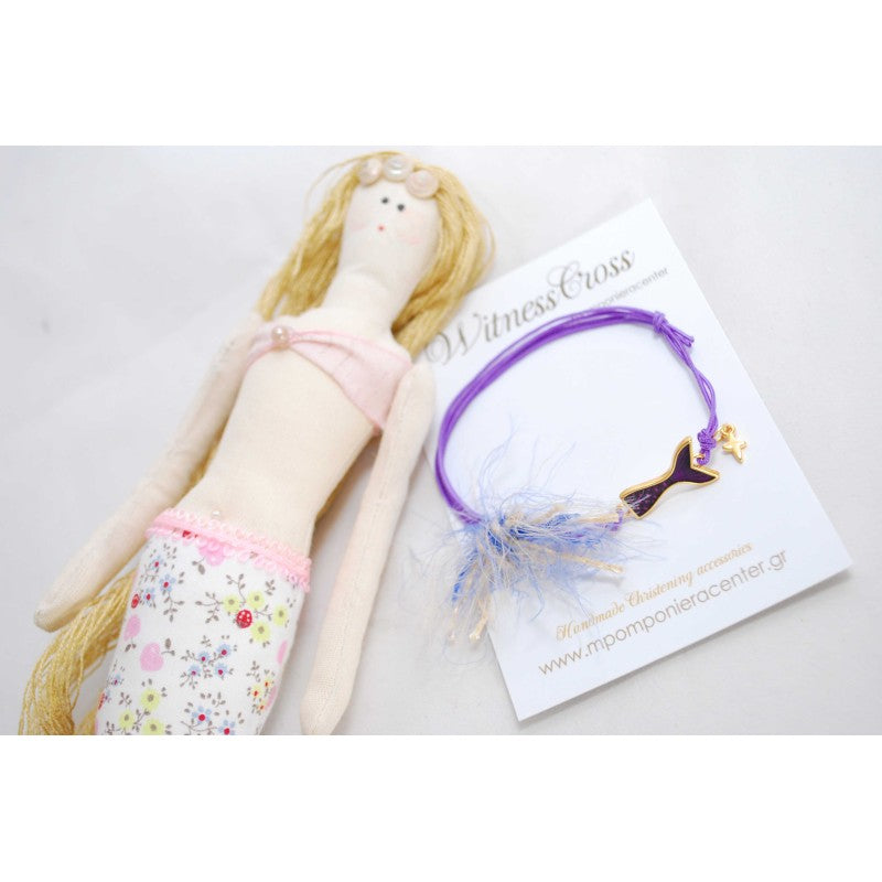 Μαρτυρικό βραχιόλι με ουρά γοργόνα με σμάλτο, εξαιρετικό σχέδιο με γουνίτσα κορδέλα