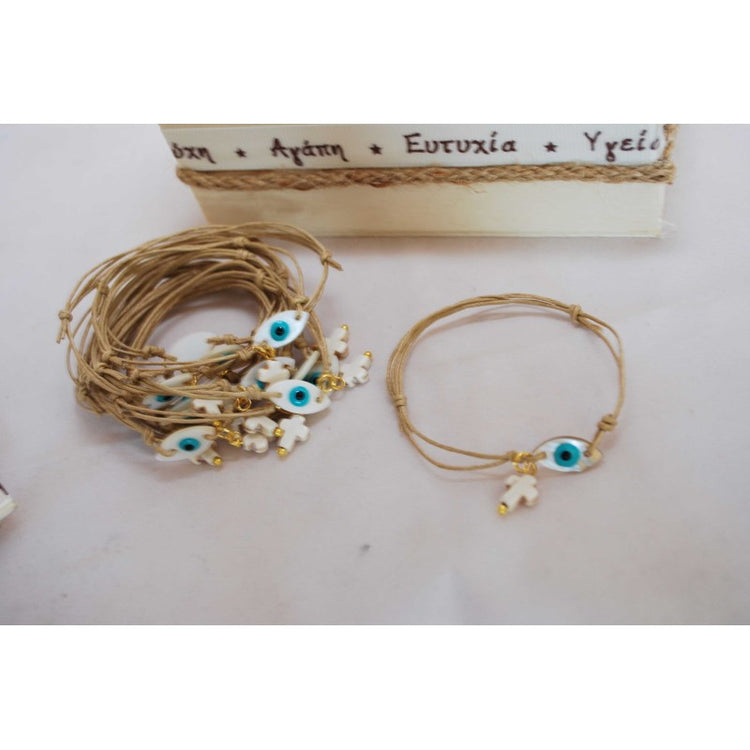 Μαρτυρικό βραχιόλι πολύ ιδιαίτερο με φίλντισι μάτι και σταυρό ημιπολύτιμο