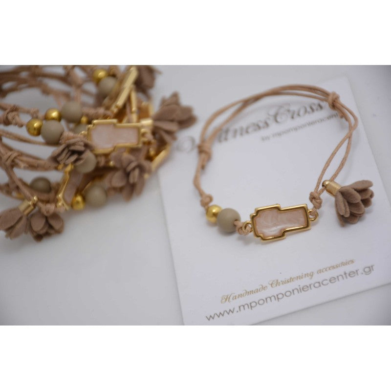 Μαρτυρικό βραχιόλι με ιδιαίτερο σταυρό τύπου Gavello, φουντίτσα επιλογής σας